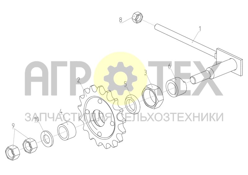 Звёздочка натяжная (РСМ-100.70.00.310) (№2 на схеме)